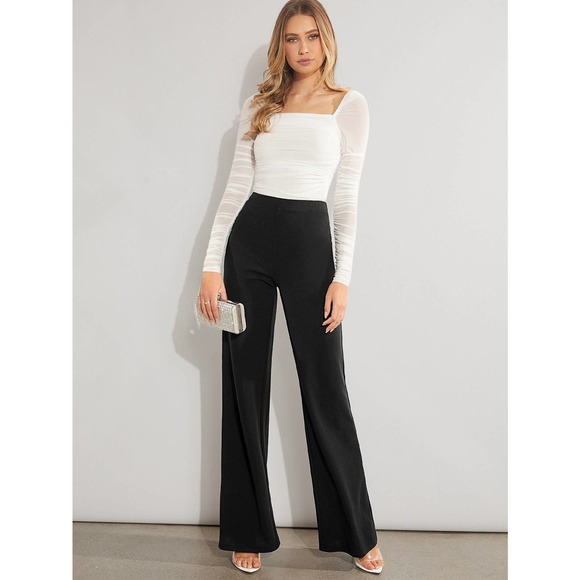 minimalist Solid High Waist Wide Leg Pants royal blue - Picture 6 of 11